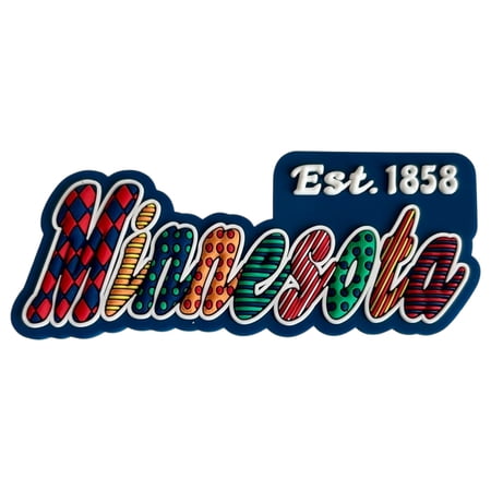 Minnesota Festive Multicolor Letters Fridge Designer Magnet 3.25" x 1.25"
