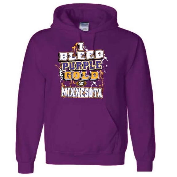 Minnesota Football 'I Bleed Purple & Gold Go Minnesota!' Hooded Sweatshirt Large