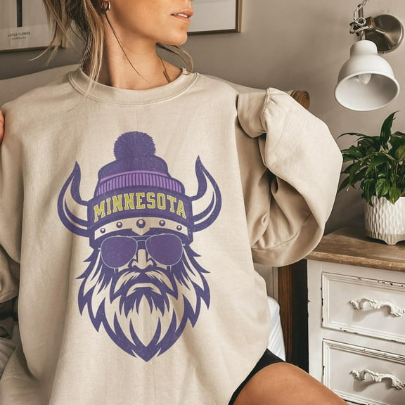 Minnesota Football Sweatshirt, Trendy Minnesota Fan Sweat, Game Day Shirt, Trendy MN Tee,Sand color,size L