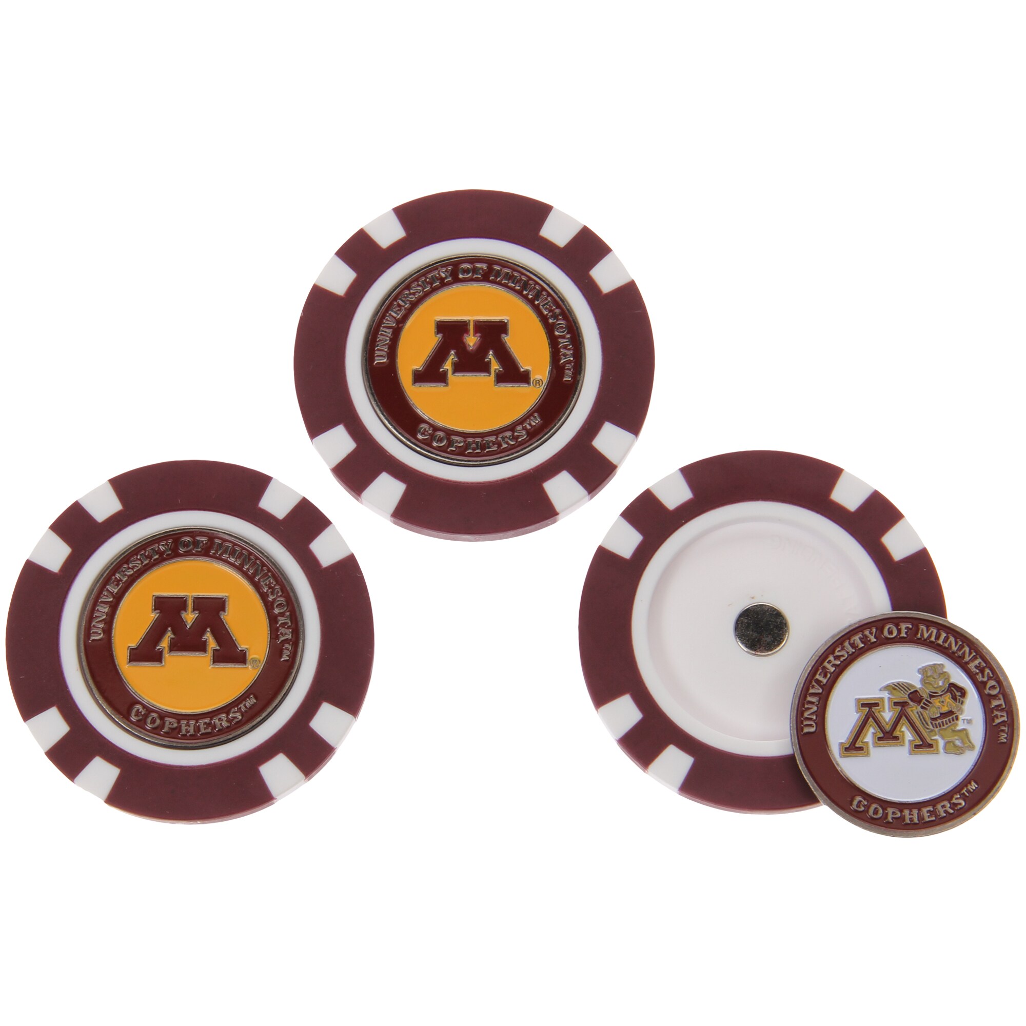 Minnesota Golden Gophers 3-Pack Poker Chip Golf Ball Markers - image 1 of 2