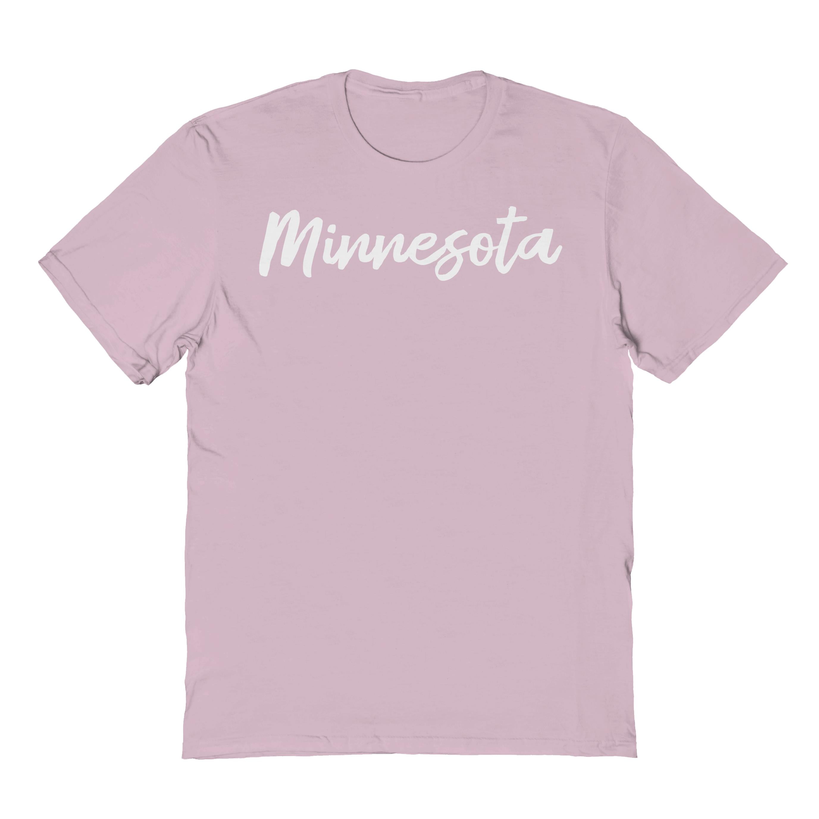 white and pink graphic tee men