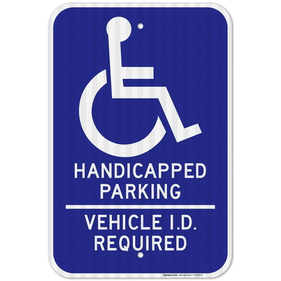 Minnesota Handicap Parking Sign, Handicapped Parking Vehicle Id Required, 12x18 Reflective Aluminum EGP