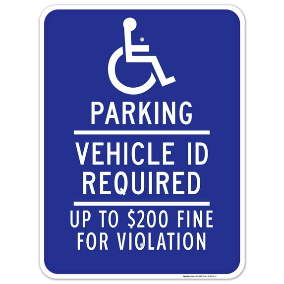 Minnesota Handicap Parking Sign, Vehicle ID Required Up to $200 Fine, 18x24 Aluminum