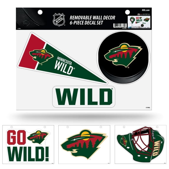 Minnesota Hockey Wild Set of 6 Removable Wall Decal Stickers
