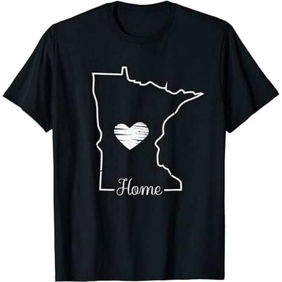 Minnesota Home Shirt MN Graphic Map with Heart T-Shirt