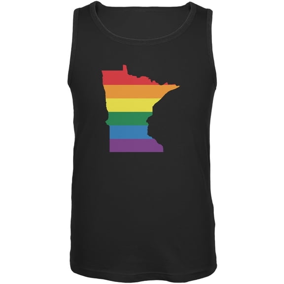 Minnesota LGBT Gay Pride Rainbow Black Adult Tank Top - Large
