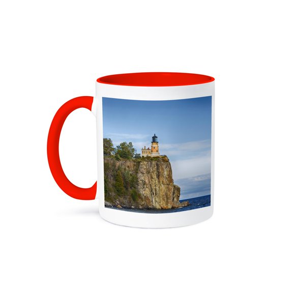 3drose, Minnesota, Lake Superior North Shore. Split Rock Lighthouse., 11oz Two-tone Red Mug