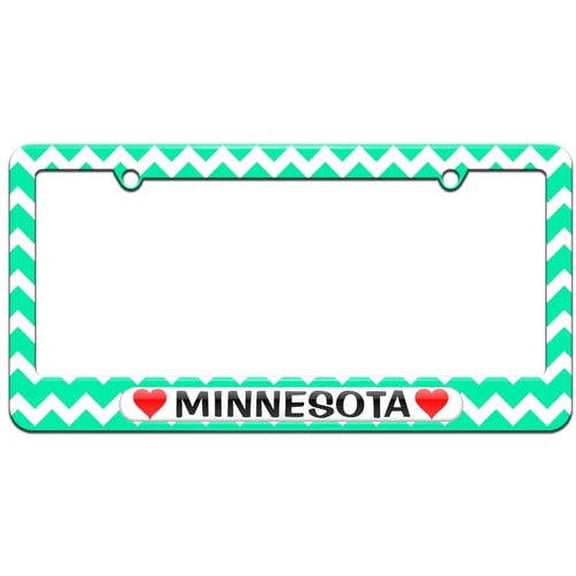 Minnesota Love with Hearts License Plate Tag Frame, Multiple Colors
