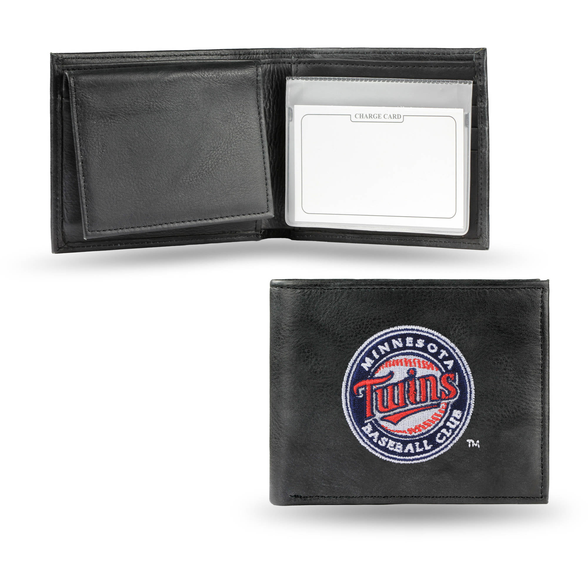 Minnesota MLB Twins Embroidered Black Leather Bi-fold Wallet 