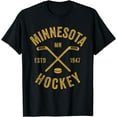 thumbnail image 1 of Minnesota MN Ice Hockey Sticks Vintage Gift T-Shirt, 1 of 3