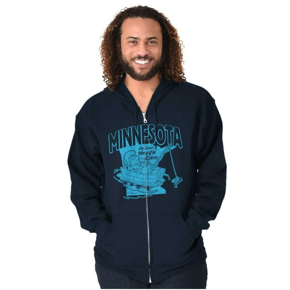 Minnesota MN Lake Life Fishing Smurfs Unisex Plus Size Zip Hoodie Brisco Brands 2X
