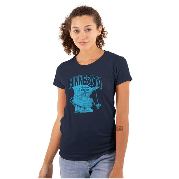 Minnesota MN Lake Life Fishing Smurfs Women's T Shirt Ladies Tee Brisco Brands S