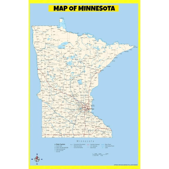 Minnesota Map Poster - Laminated Wall Map - Style B - 36x60 - Ideal for Classrooms and Homes – Features Bright Colors and Vivid Imagery