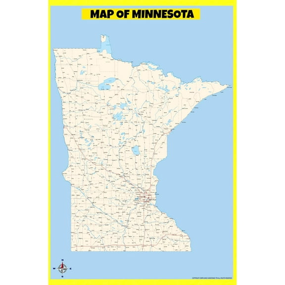 Minnesota Map Poster - Laminated Wall Map - Style C - 36x60 - Ideal for Classrooms and Homes – Features Bright Colors and Vivid Imagery