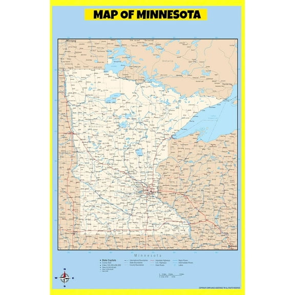 Minnesota Map Poster - Laminated Wall Map - Style F - 20x30 - Ideal for Classrooms and Homes – Features Bright Colors and Vivid Imagery