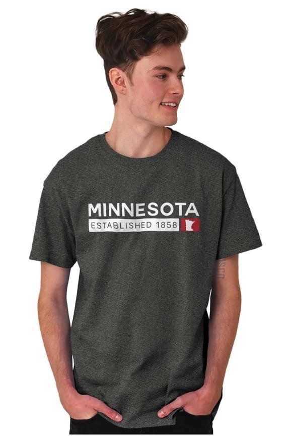 Minnesota Map State Shape Established Men's Graphic T Shirt Tees Brisco Brands X