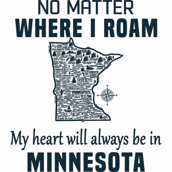 Minnesota - No Matter Where I Roam - Engraved Art - 12x12 Inch - Engraved Art for Homes, Classrooms and Offices - Vivid Colors, Easy to Read, Clean Layout