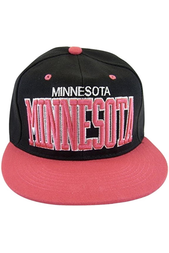 Minnesota Men's Adjustable Snapback Baseball Cap (Black/Pink)