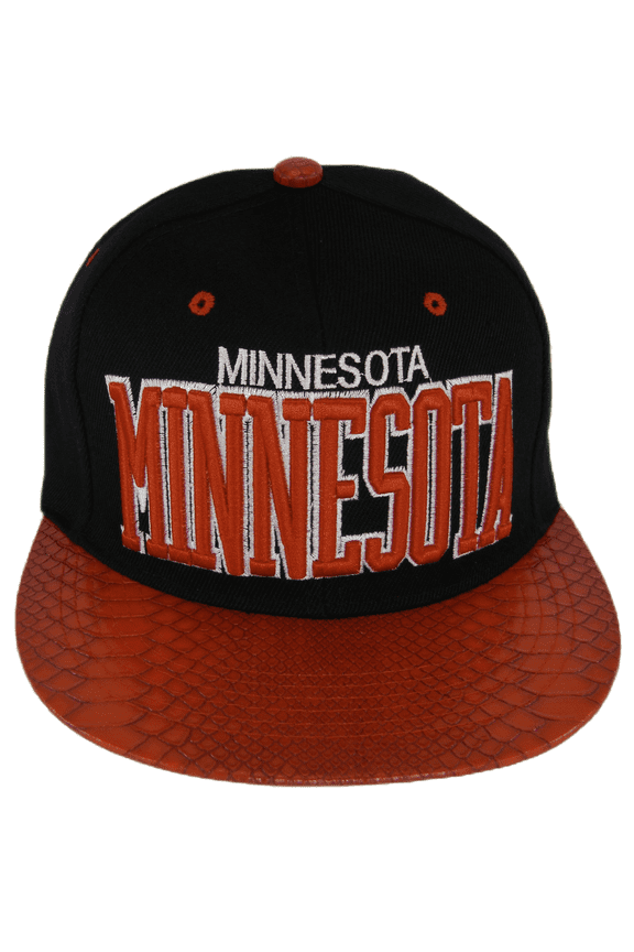 Minnesota Men's Adjustable Snapback Baseball Cap (Black/Red Textured)