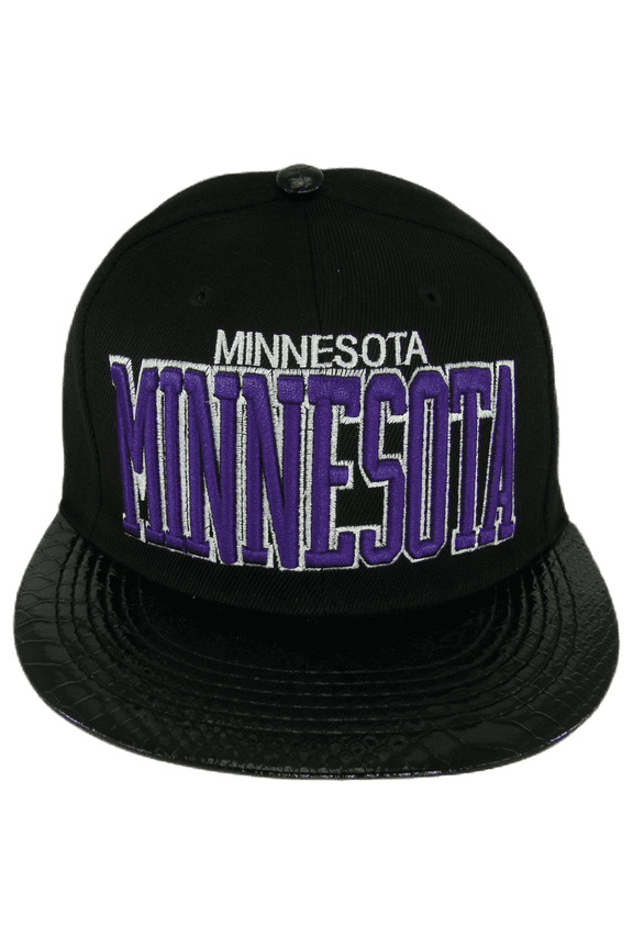 Minnesota Men's Adjustable Snapback Baseball Cap (Black Textured)