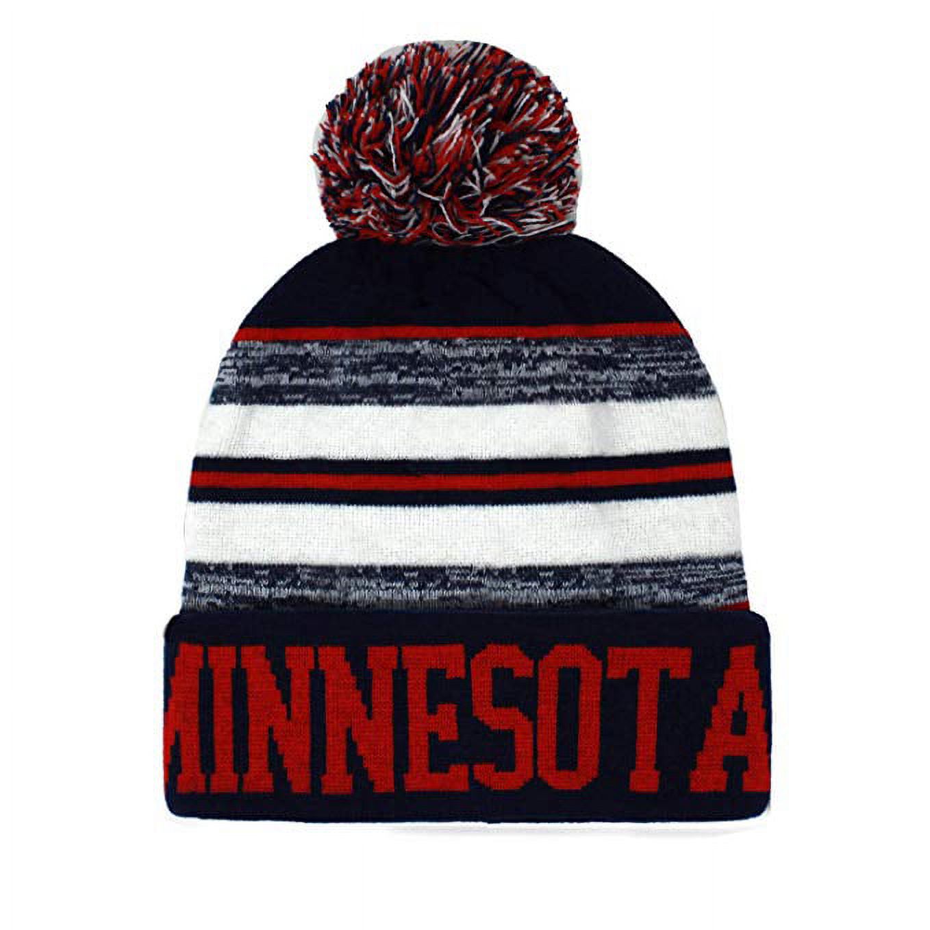 Minnesota Men's Blended Stripe Winter Knit Pom Beanie Hat (Navy/Red) - image 1 of 1
