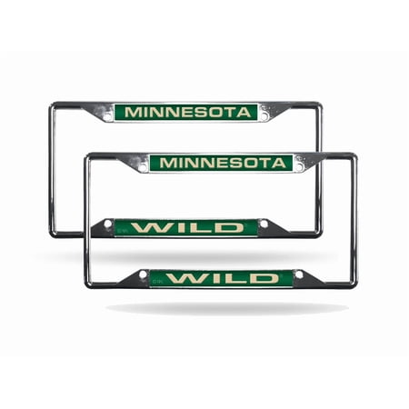 Minnesota Hockey Wild (Set of 2) All Corner EZ View Chrome Metal Laser Cut License Plate Frames