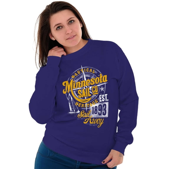 Minnesota Nautical Heritage Sailing Women Crewneck Sweatshirt Brisco Brands S