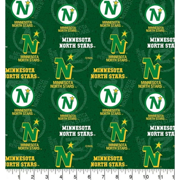 Minnesota North Stars Cotton Fabric with Tone on Tone Print and Matching Solid Cotton Fabrics