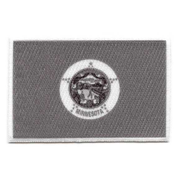 Minnesota Patch State Flag Grayscale Embroidered Iron On