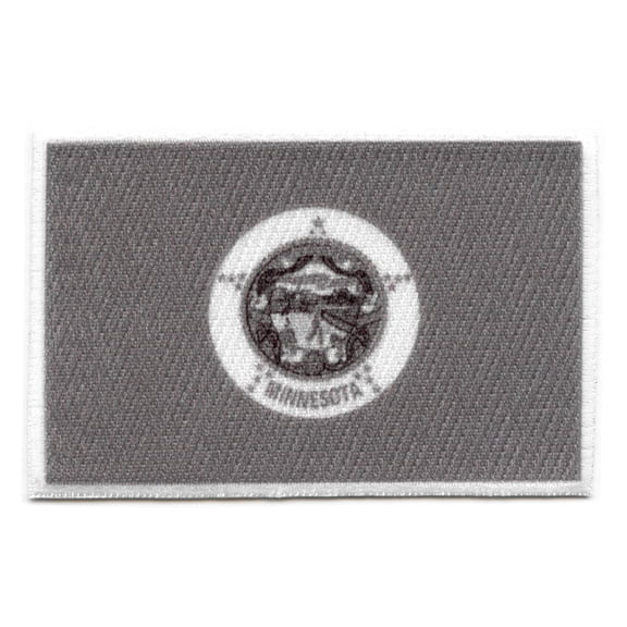 Minnesota Patch State Flag Grayscale Embroidered Iron On