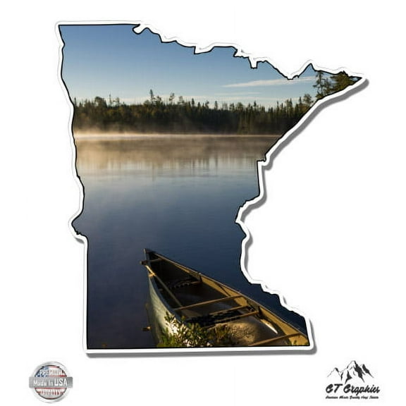 Minnesota Peaceful Lake Canoe - 3" Vinyl Sticker - For Car Laptop I-Pad Phone Helmet Hard Hat - Waterproof Decal