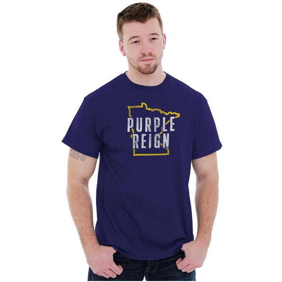 Minnesota Purple Reign State Shape MN Men's Graphic T Shirt Tees Brisco Brands S