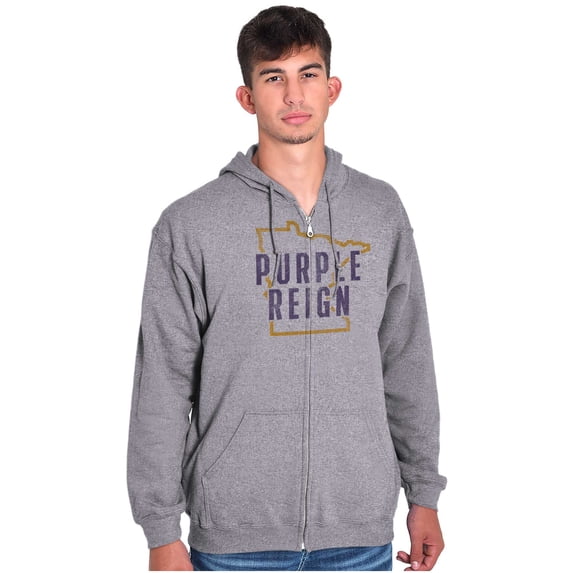 Minnesota Purple Reign State Shape MN Unisex Fleece Graphic Zip Up Hoodie Brisco Brands 2X