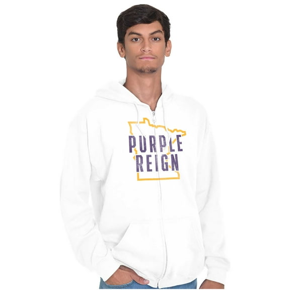 Minnesota Purple Reign State Shape MN Zip Up Hoodie Men's Women's Brisco Brands X