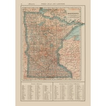 Historic State Map - Minnesota - Reynold 1921 - 23 x 32.37 - Vintage Wall Art