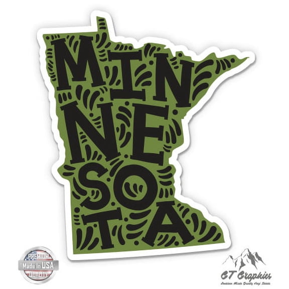 Minnesota Shape Cute Letters Native Local - 3" Vinyl Sticker - For Car Laptop I-Pad Phone Helmet Hard Hat - Waterproof Decal
