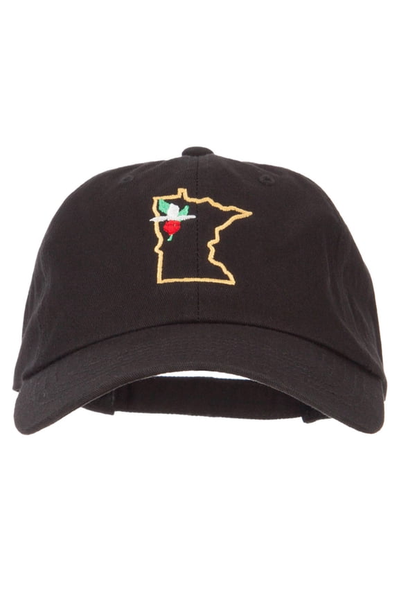 Minnesota Showy Lady's Slippers with Map Embroidered Unstructured Cap - Black OSFM