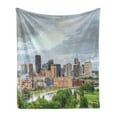 thumbnail image 1 of Minnesota Soft Flannel Fleece Blanket, Built Environment Architectural Building of Downtown Saint Paul Mississippi River, Cozy Plush for Indoor and Outdoor Use, 60" x 80", Multicolor, by Ambesonne, 1 of 5