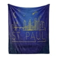 thumbnail image 1 of Minnesota Soft Flannel Fleece Blanket, Doodle Art St Paul City Skyline in a Starry Night Modern Style Typography, Cozy Plush for Indoor and Outdoor Use, 50" x 70", Indigo and Yellow, by Ambesonne, 1 of 6