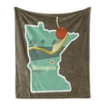 thumbnail image 1 of Minnesota Soft Flannel Fleece Blanket, Flat Design Spoonbridge and Cherry Iconic Minneapolis Landmark in State Map Frame, Cozy Plush for Indoor and Outdoor Use, 60" x 80", Multicolor, by Ambesonne, 1 of 5
