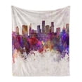 thumbnail image 1 of Minnesota Soft Flannel Fleece Blanket, Panoramic View St Paul City Architecture with Abstract Smudged Aquarelle Effect, Cozy Plush for Indoor and Outdoor Use, 50" x 70", Multicolor, by Ambesonne, 1 of 6