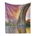 thumbnail image 1 of Minnesota Soft Flannel Fleece Blanket, Stained Abutments of Historical Stone Arch Bridge Crossing the Mississippi River, Cozy Plush for Indoor and Outdoor Use, 50" x 60", Multicolor, by Ambesonne, 1 of 5
