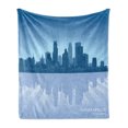 thumbnail image 1 of Minnesota Soft Flannel Fleece Throw Blanket, Starburst Pattern with Blue Tone Silhouette of Minneapolis City, Cozy Plush for Indoor and Outdoor Use, 50" x 70", Night Blue Blue Grey, by Ambesonne, 1 of 6