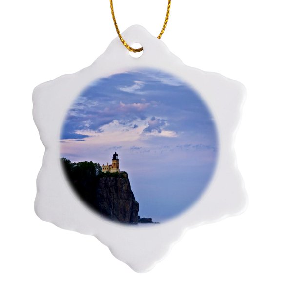 3drose, Minnesota, Split Rock Lighthouse, Lake Superior - Us24 Rsp0036 - Rob Sheppard, 3 inch Snowflake Porcelain Ornament
