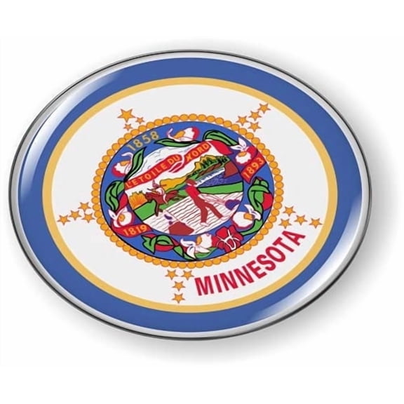BestLicensePlateFrames Minnesota State Flag 3D Domed CAR Emblem Badge Sticker Flexible Round