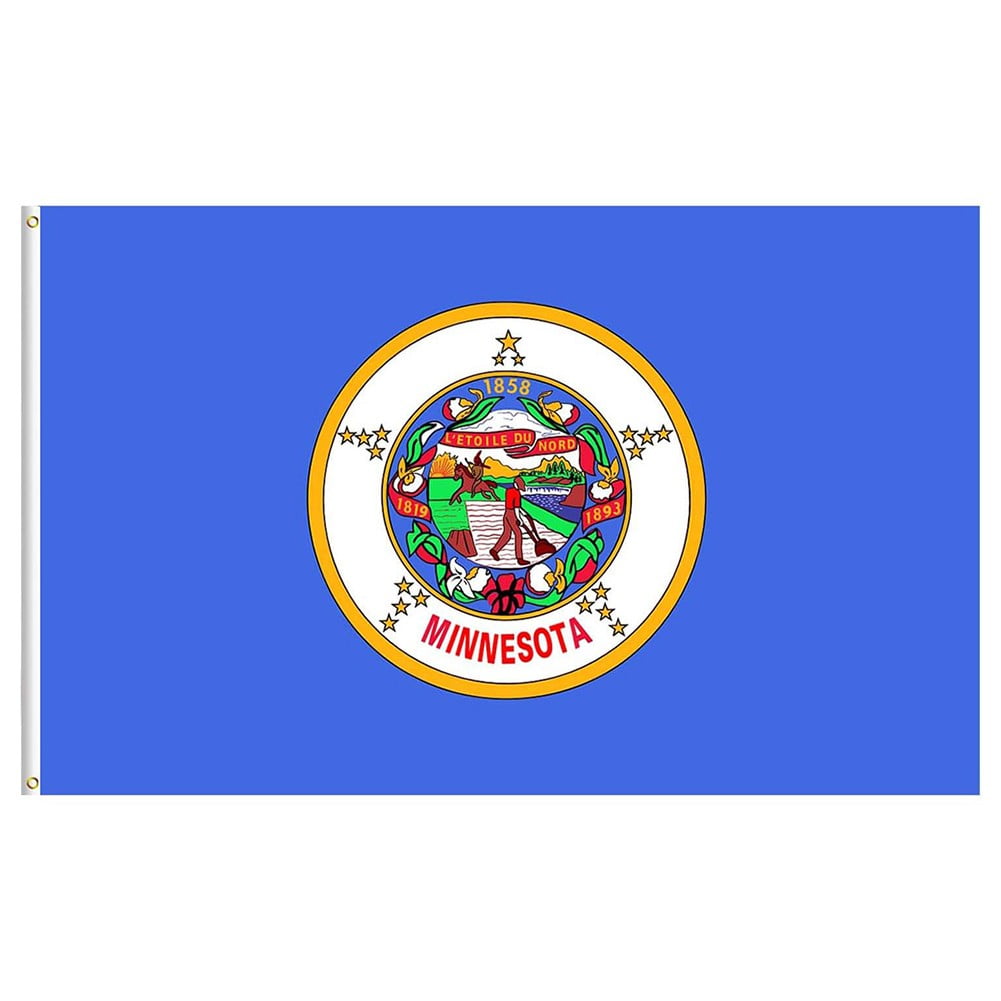 Minnesota State Flag 3'x5' Blue Nylon with Brass Grommets