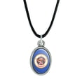 thumbnail image 1 of Minnesota State Flag Antiqued Oval Charm Pendant with Black Satin Cord, 1 of 3