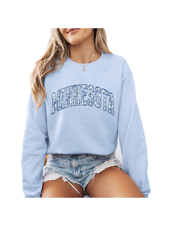 Minnesota State Pullover Shirts Women Long Sleeve Graphic Sweatshirts Cozy Outfit Gift Idea