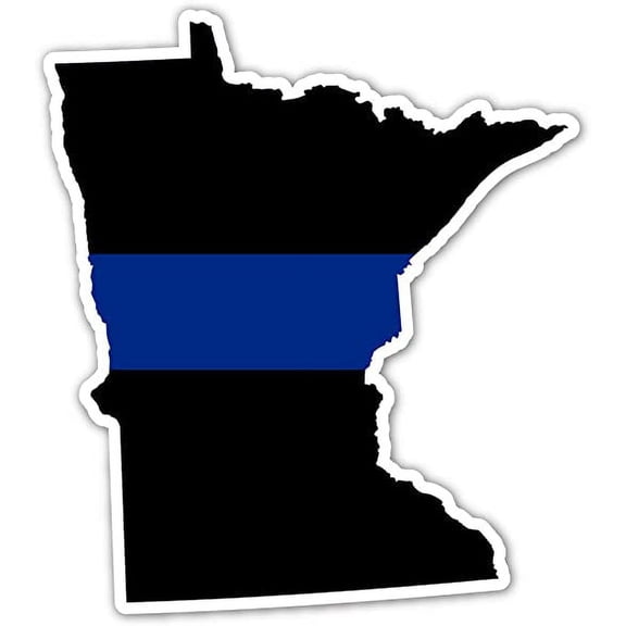Minnesota State Shape Police The Thin Blue Line Ribbon - Law Enforcement Family, Supporter, Personnel Bumper Sticker Decal 4x5 in