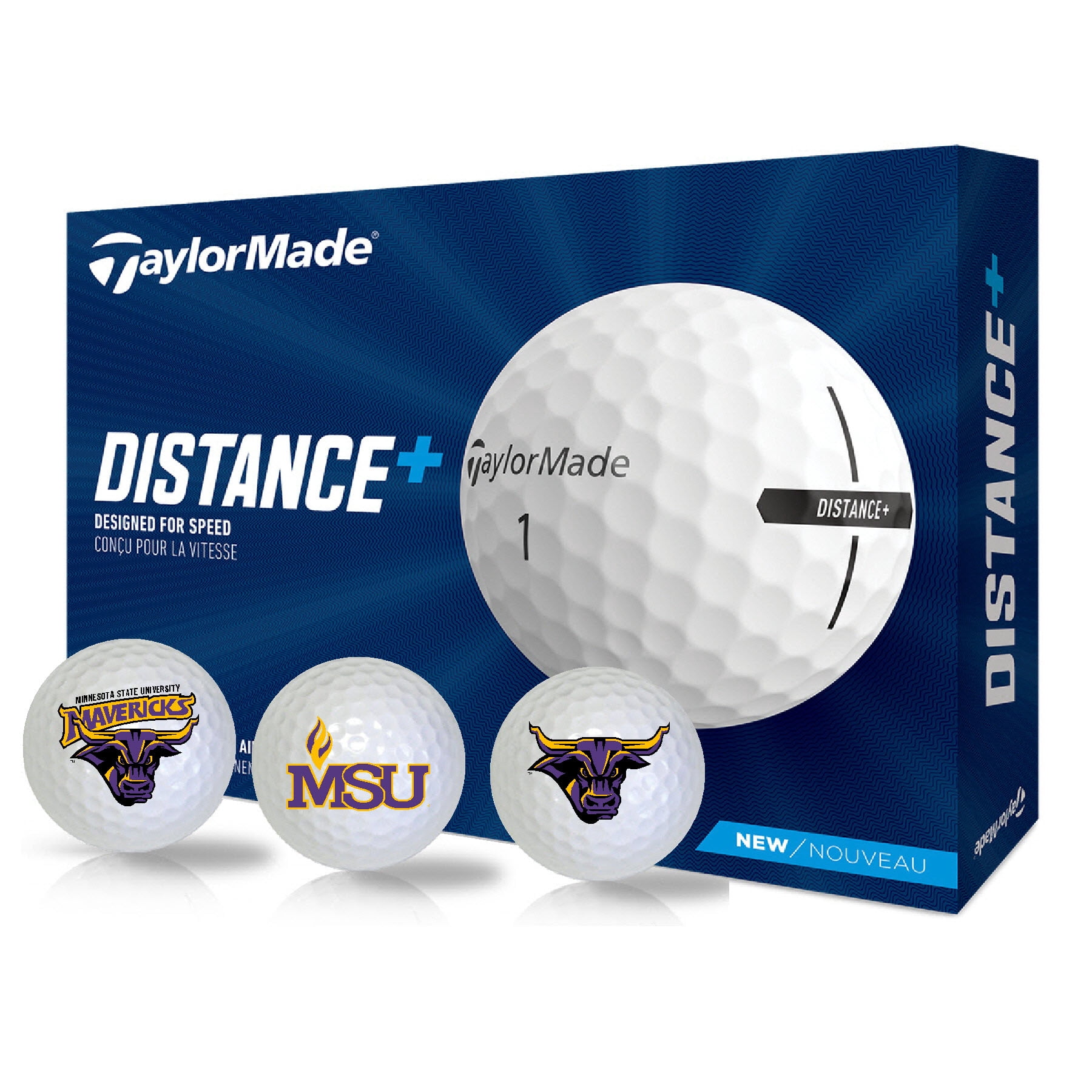 Minnesota State University, Mankato Mavericks Logo Edition Officially Licensed NCAA Taylormade Distance+ Golf Balls 12-Pack (Dozen)